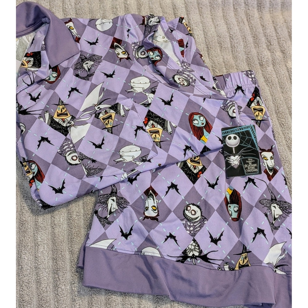 Disney Nightmare Before Christmas Lavender Argyle Pajama‎ Shorts Set 2X NWT - Picture 10 of 11